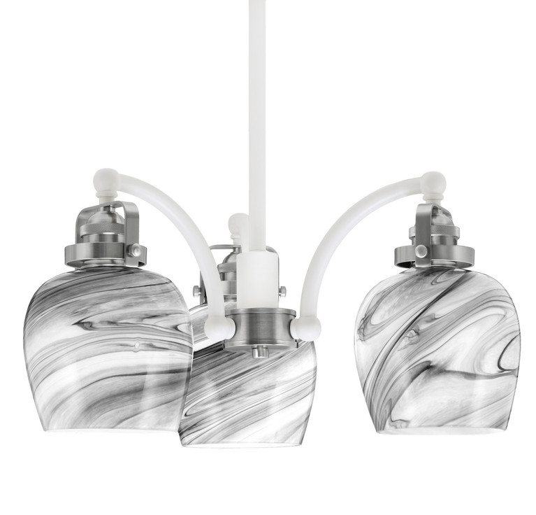 Toltec Lighting - 1943-WHBN-4819 - Three Light Chandelier - Easton - White & Brushed Nickel