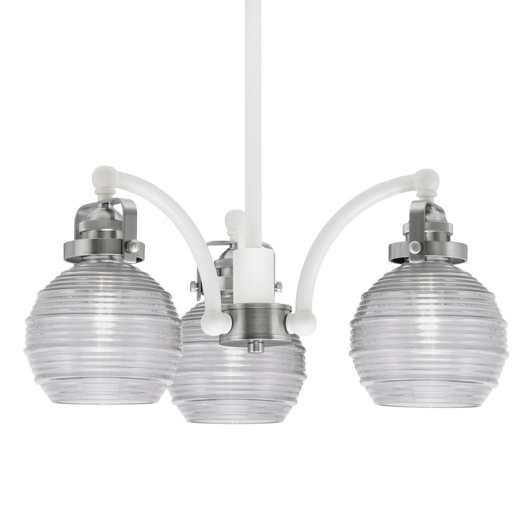 Toltec Lighting - 1943-WHBN-5110 - Three Light Chandelier - Easton - White & Brushed Nickel