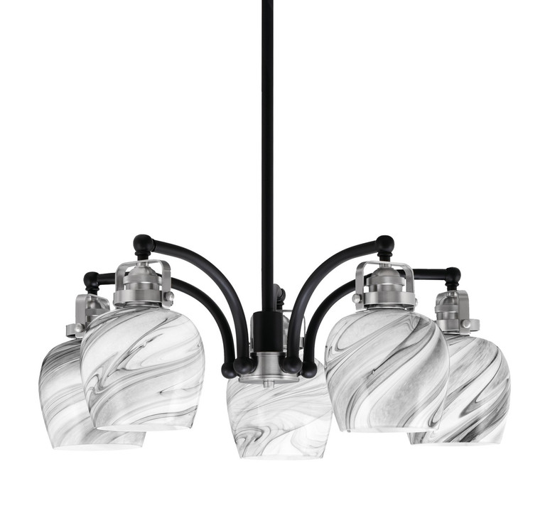 Toltec Lighting - 1945-MBBN-4819 - Five Light Chandelier - Easton - Matte Black & Brushed Nickel
