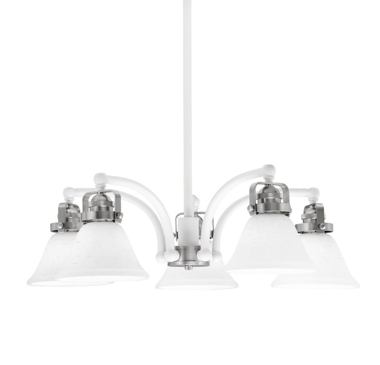 Toltec Lighting - 1945-WHBN-311 - Five Light Chandelier - Easton - White & Brushed Nickel