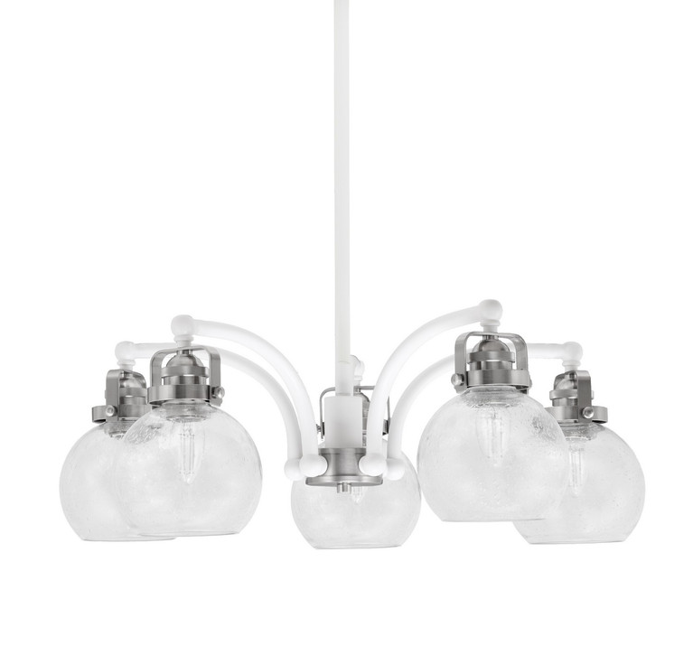 Toltec Lighting - 1945-WHBN-4100 - Five Light Chandelier - Easton - White & Brushed Nickel