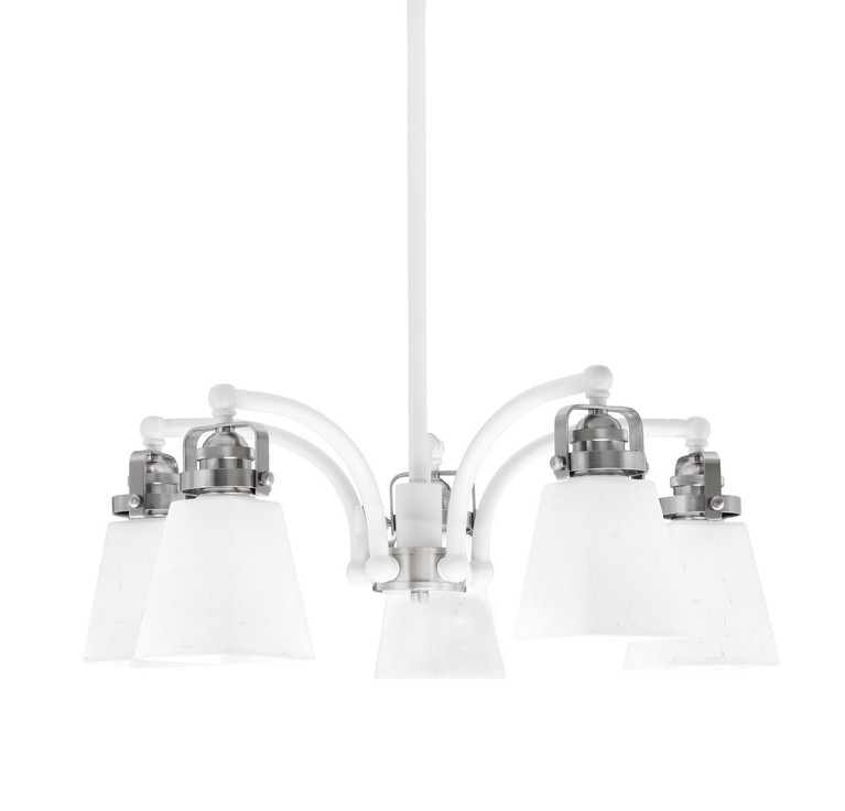 Toltec Lighting - 1945-WHBN-460 - Five Light Chandelier - Easton - White & Brushed Nickel