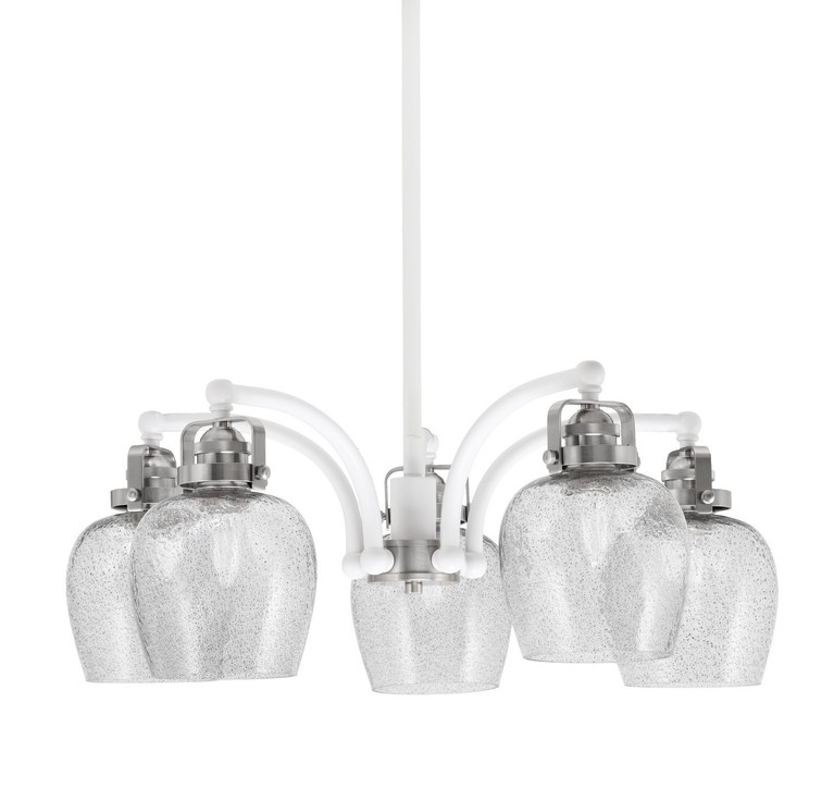 Toltec Lighting - 1945-WHBN-4812 - Five Light Chandelier - Easton - White & Brushed Nickel