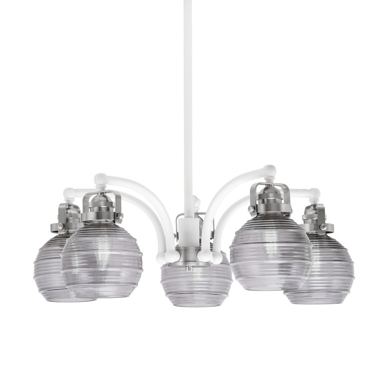Toltec Lighting - 1945-WHBN-5112 - Five Light Chandelier - Easton - White & Brushed Nickel