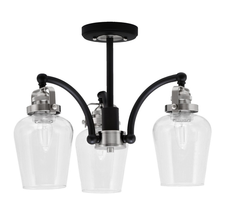 Toltec Lighting - 1947-MBBN-210 - Three Light Semi-Flush Mount - Easton - Matte Black & Brushed Nickel