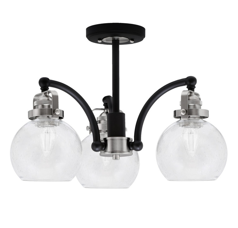 Toltec Lighting - 1947-MBBN-4100 - Three Light Semi-Flush Mount - Easton - Matte Black & Brushed Nickel