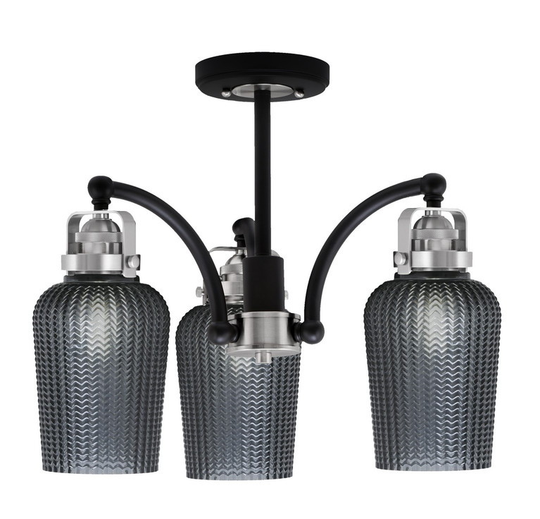 Toltec Lighting - 1947-MBBN-4252 - Three Light Semi-Flush Mount - Easton - Matte Black & Brushed Nickel