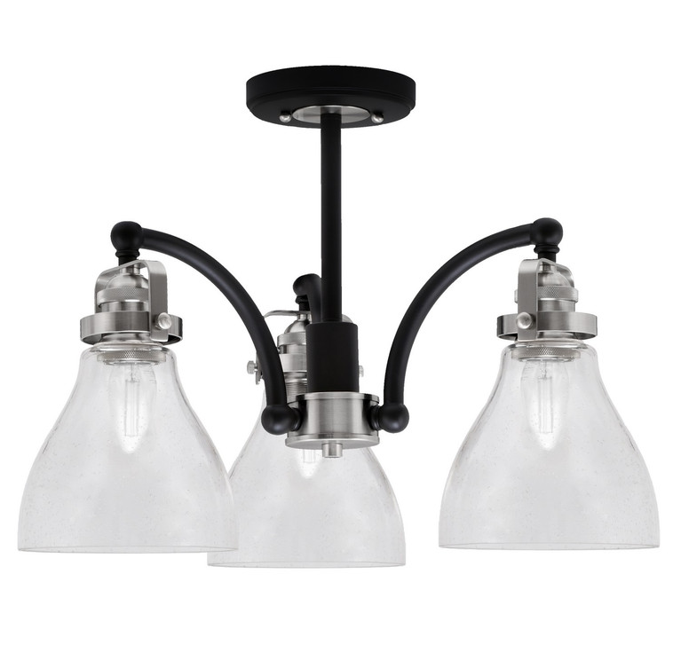 Toltec Lighting - 1947-MBBN-4760 - Three Light Semi-Flush Mount - Easton - Matte Black & Brushed Nickel