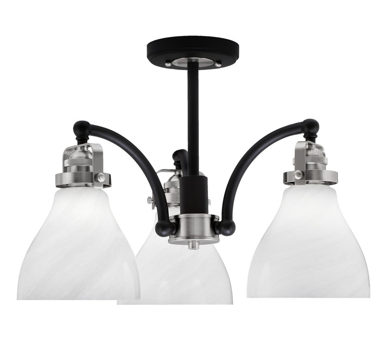 Toltec Lighting - 1947-MBBN-4761 - Three Light Semi-Flush Mount - Easton - Matte Black & Brushed Nickel