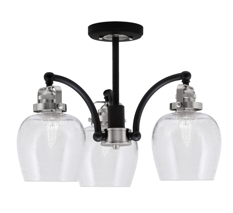 Toltec Lighting - 1947-MBBN-4810 - Three Light Semi-Flush Mount - Easton - Matte Black & Brushed Nickel
