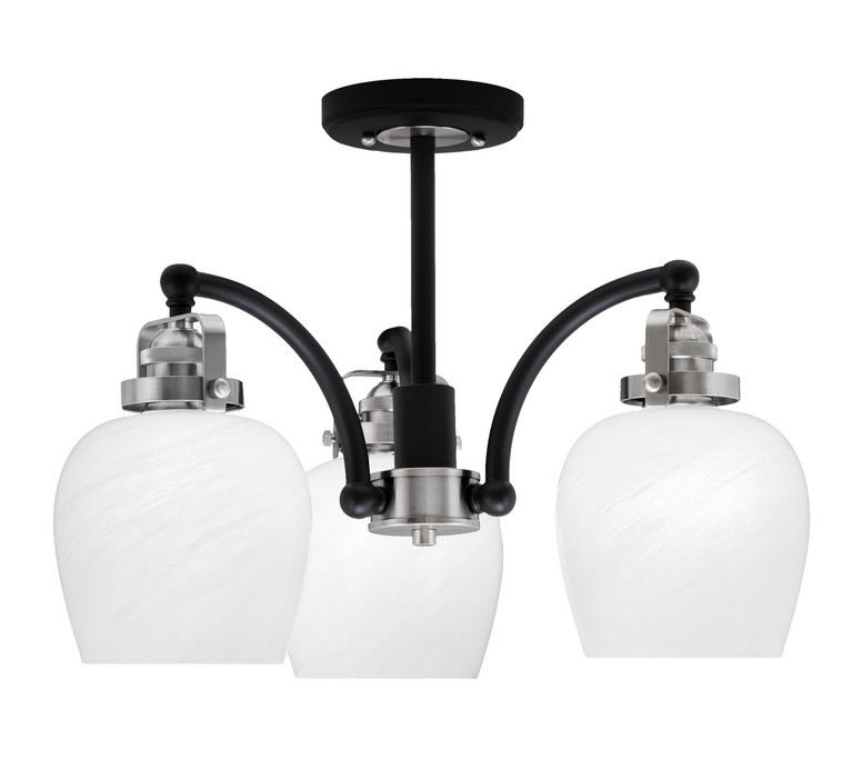 Toltec Lighting - 1947-MBBN-4811 - Three Light Semi-Flush Mount - Easton - Matte Black & Brushed Nickel