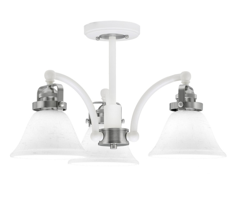 Toltec Lighting - 1947-WHBN-311 - Three Light Semi-Flush Mount - Easton - White & Brushed Nickel