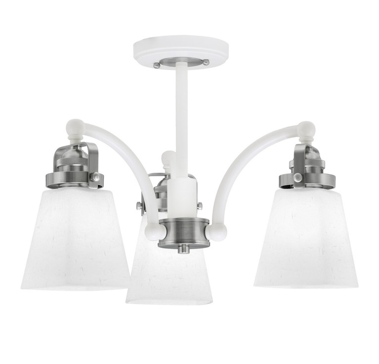 Toltec Lighting - 1947-WHBN-460 - Three Light Semi-Flush Mount - Easton - White & Brushed Nickel