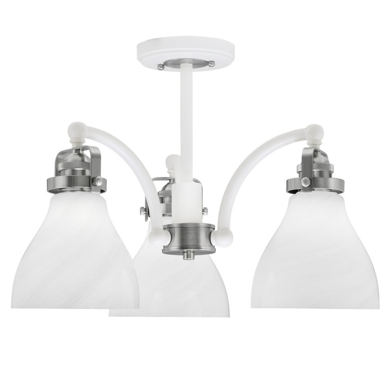 Toltec Lighting - 1947-WHBN-4761 - Three Light Semi-Flush Mount - Easton - White & Brushed Nickel