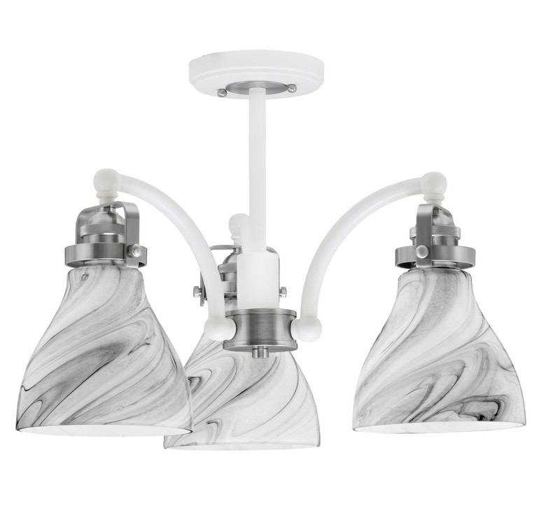Toltec Lighting - 1947-WHBN-4769 - Three Light Semi-Flush Mount - Easton - White & Brushed Nickel