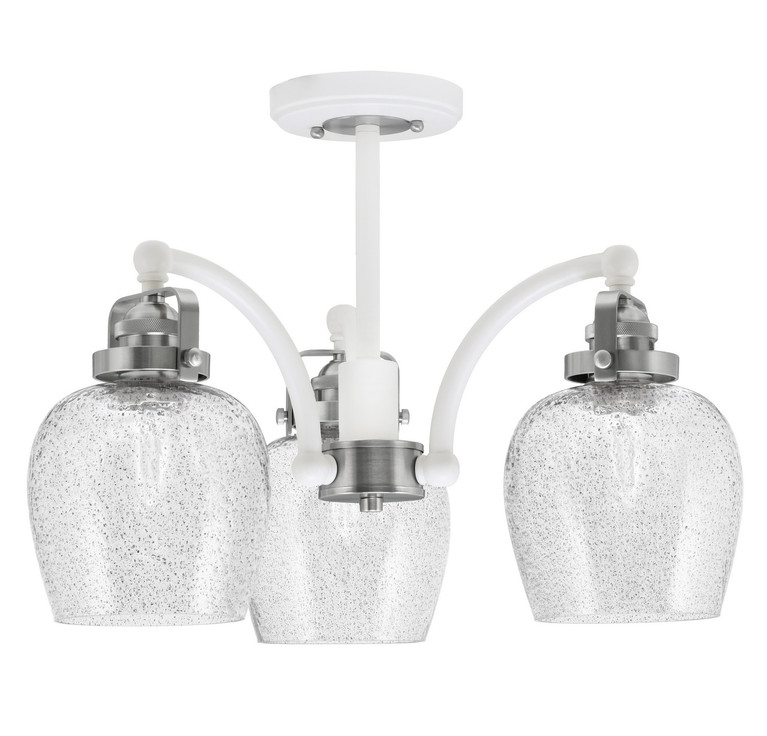 Toltec Lighting - 1947-WHBN-4812 - Three Light Semi-Flush Mount - Easton - White & Brushed Nickel