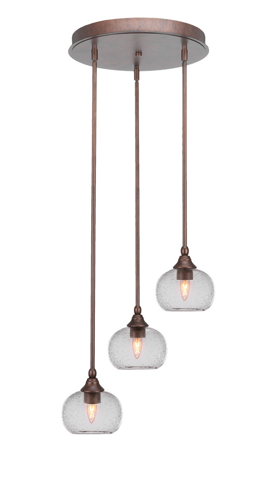 Toltec Lighting - 2143-BRZ-202 - Three Light Cluster Pendalier - Empire - Bronze