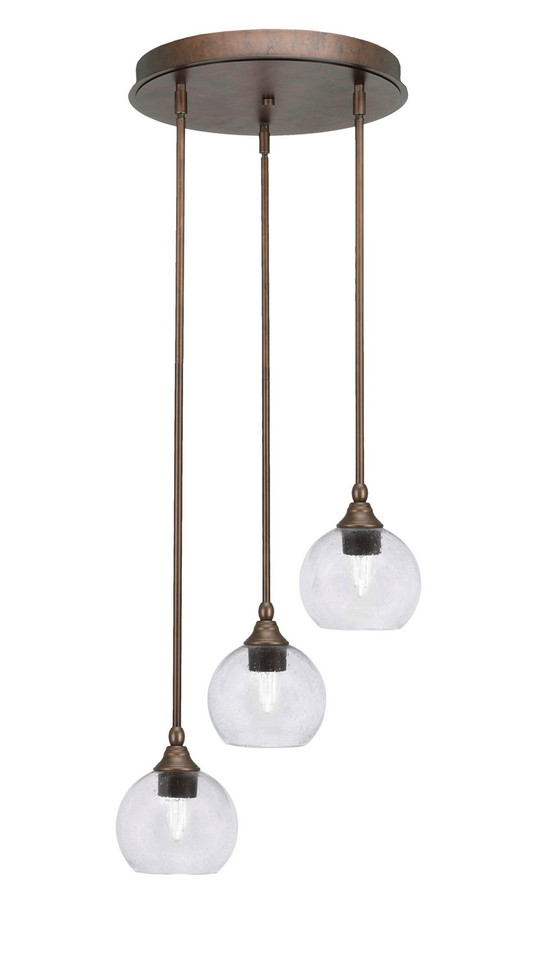 Toltec Lighting - 2143-BRZ-4100 - Three Light Cluster Pendalier - Empire - Bronze