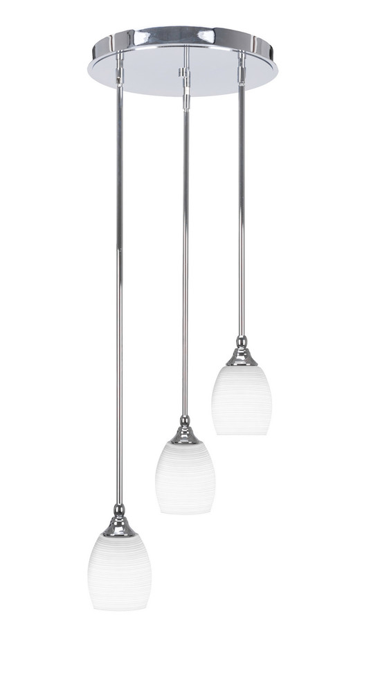 Toltec Lighting - 2143-CH-4021 - Three Light Cluster Pendalier - Empire - Chrome