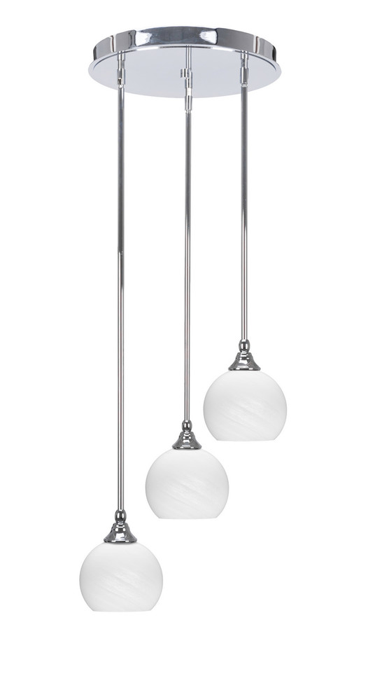 Toltec Lighting - 2143-CH-4101 - Three Light Cluster Pendalier - Empire - Chrome