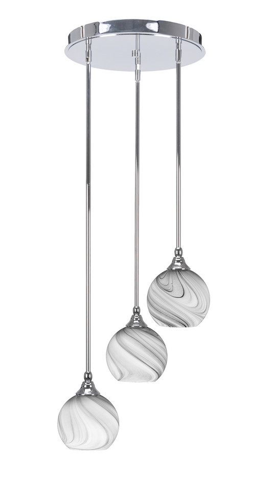 Toltec Lighting - 2143-CH-4109 - Three Light Cluster Pendalier - Empire - Chrome