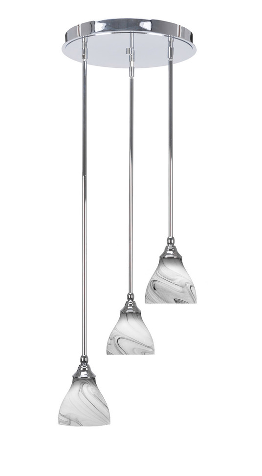 Toltec Lighting - 2143-CH-4769 - Three Light Cluster Pendalier - Empire - Chrome