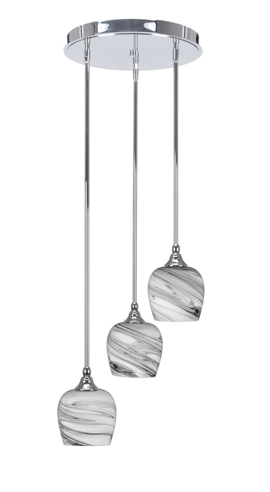 Toltec Lighting - 2143-CH-4819 - Three Light Cluster Pendalier - Empire - Chrome