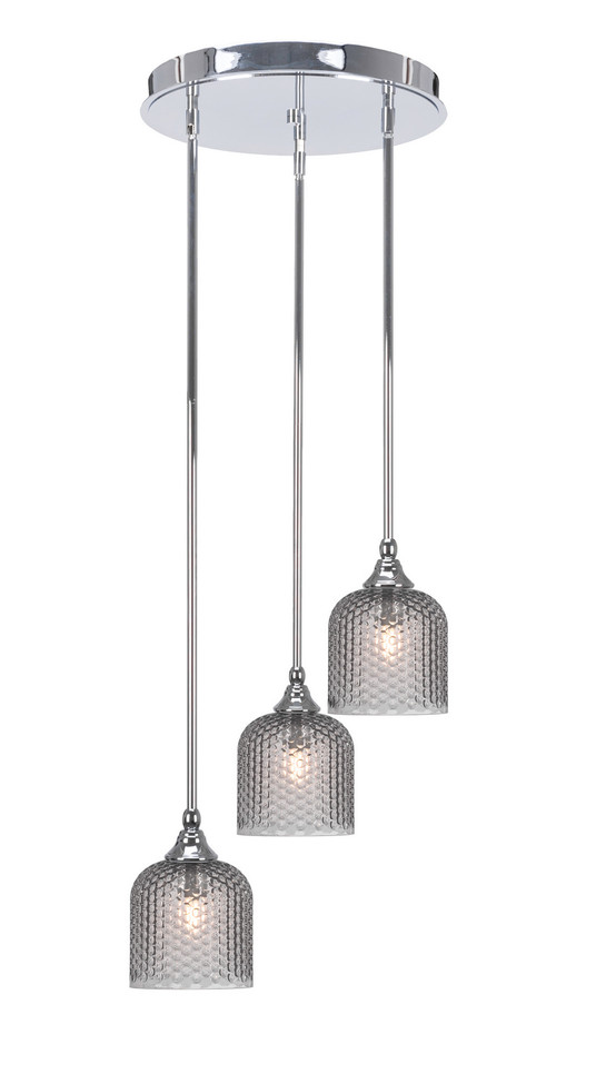 Toltec Lighting - 2143-CH-4912 - Three Light Cluster Pendalier - Empire - Chrome