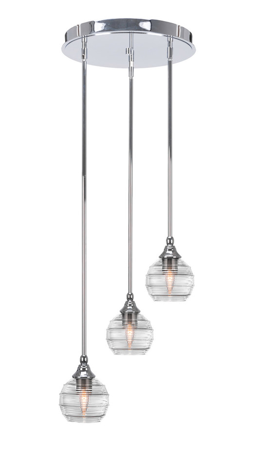 Toltec Lighting - 2143-CH-5110 - Three Light Cluster Pendalier - Empire - Chrome