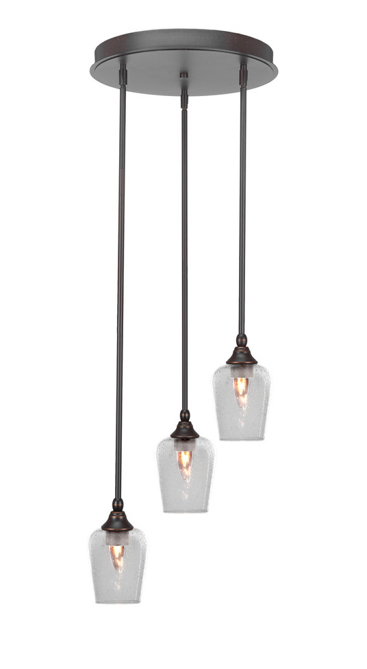 Toltec Lighting - 2143-DG-210 - Three Light Cluster Pendalier - Empire - Dark Granite