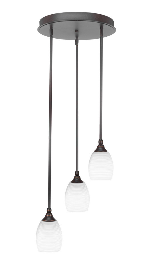 Toltec Lighting - 2143-DG-4021 - Three Light Cluster Pendalier - Empire - Dark Granite
