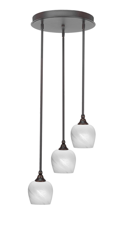 Toltec Lighting - 2143-DG-4811 - Three Light Cluster Pendalier - Empire - Dark Granite