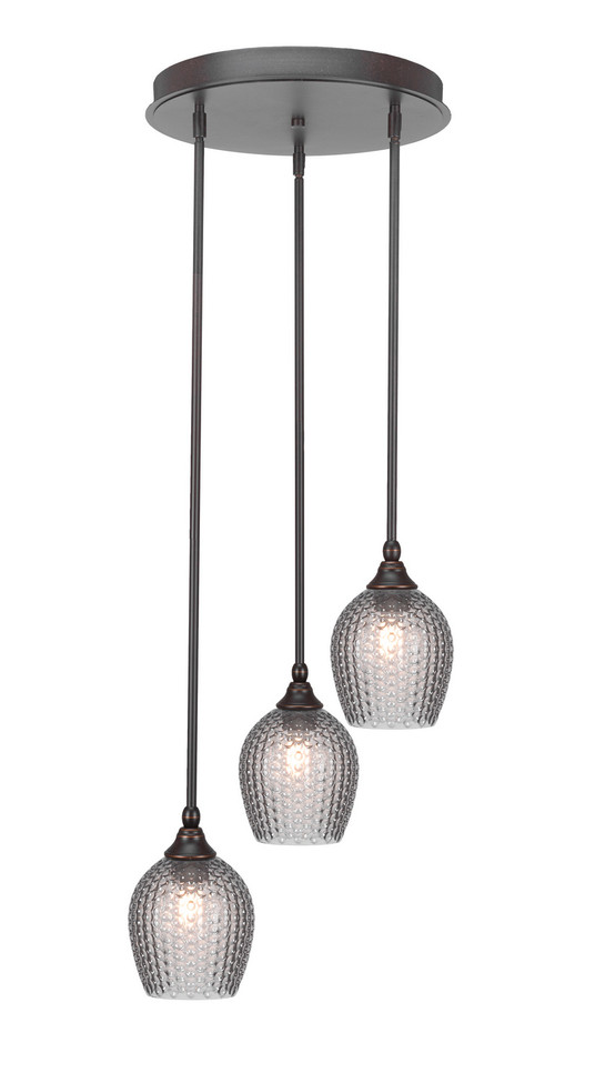 Toltec Lighting - 2143-DG-4902 - Three Light Cluster Pendalier - Empire - Dark Granite