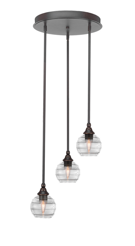 Toltec Lighting - 2143-DG-5110 - Three Light Cluster Pendalier - Empire - Dark Granite