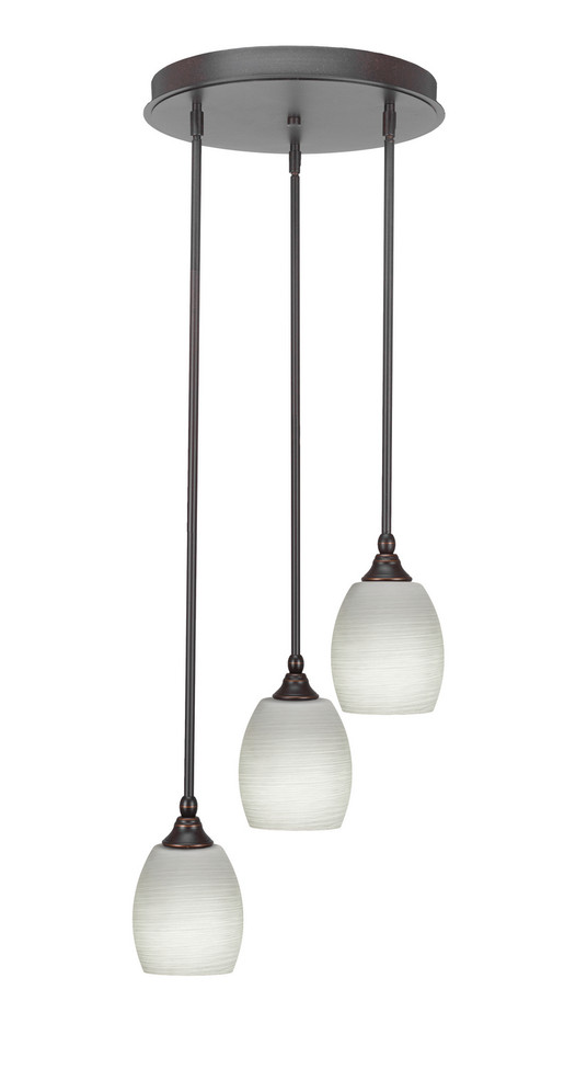 Toltec Lighting - 2143-DG-615 - Three Light Cluster Pendalier - Empire - Dark Granite