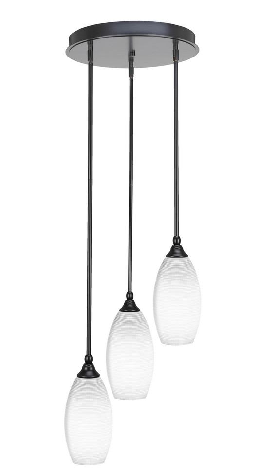 Toltec Lighting - 2143-MB-4041 - Three Light Cluster Pendalier - Empire - Matte Black