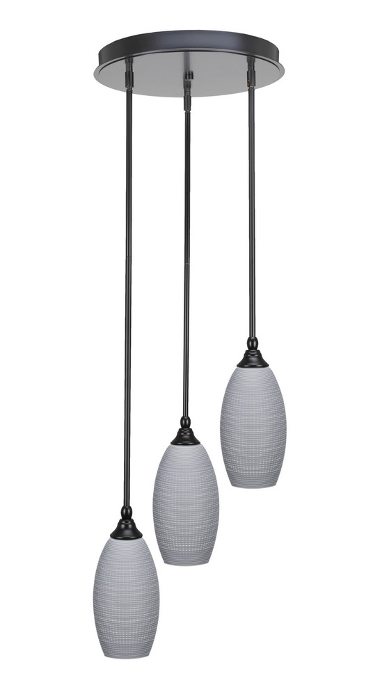 Toltec Lighting - 2143-MB-4042 - Three Light Cluster Pendalier - Empire - Matte Black