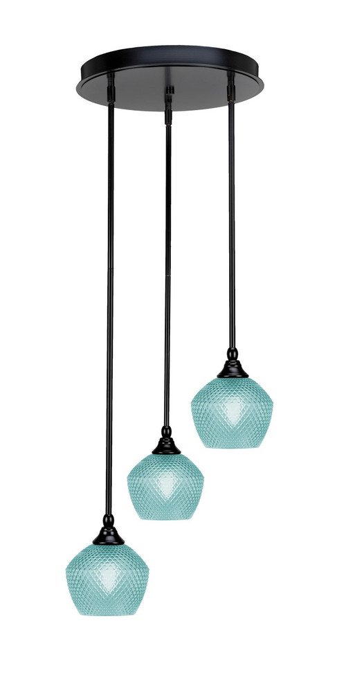 Toltec Lighting - 2143-MB-4625 - Three Light Pendalier - Empire - Matte Black