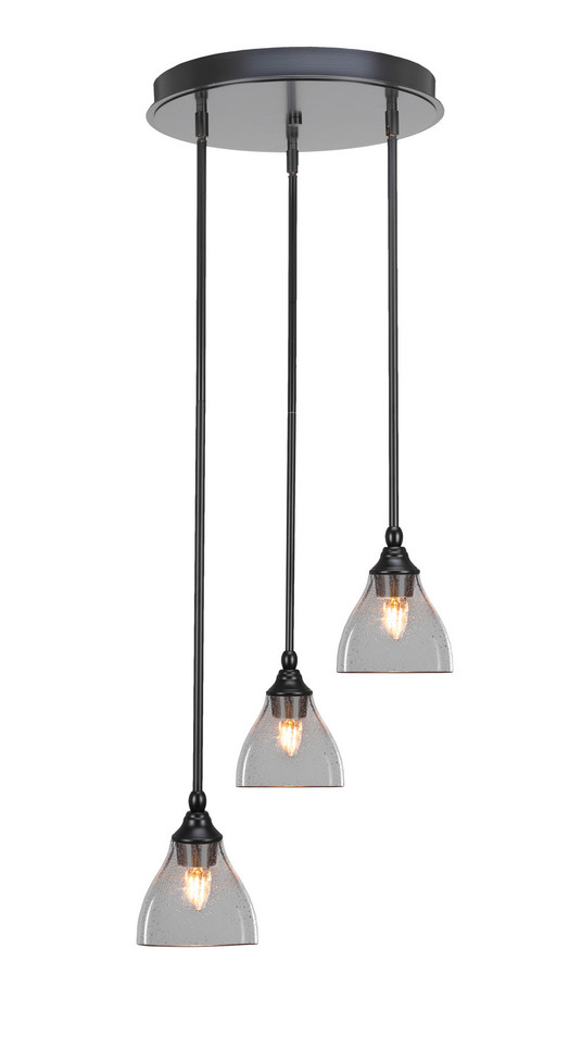 Toltec Lighting - 2143-MB-4760 - Three Light Cluster Pendalier - Empire - Matte Black
