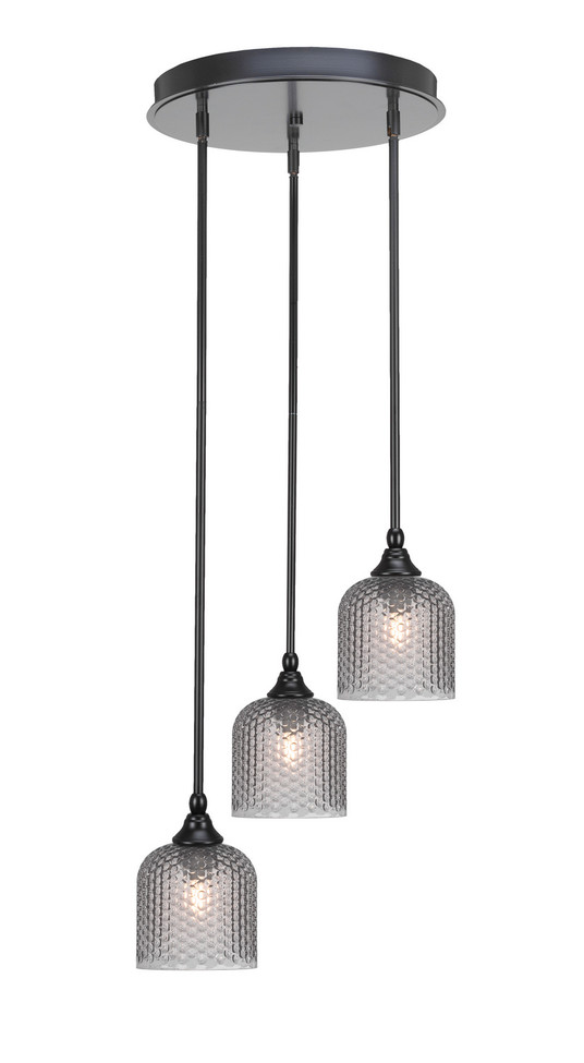 Toltec Lighting - 2143-MB-4912 - Three Light Cluster Pendalier - Empire - Matte Black