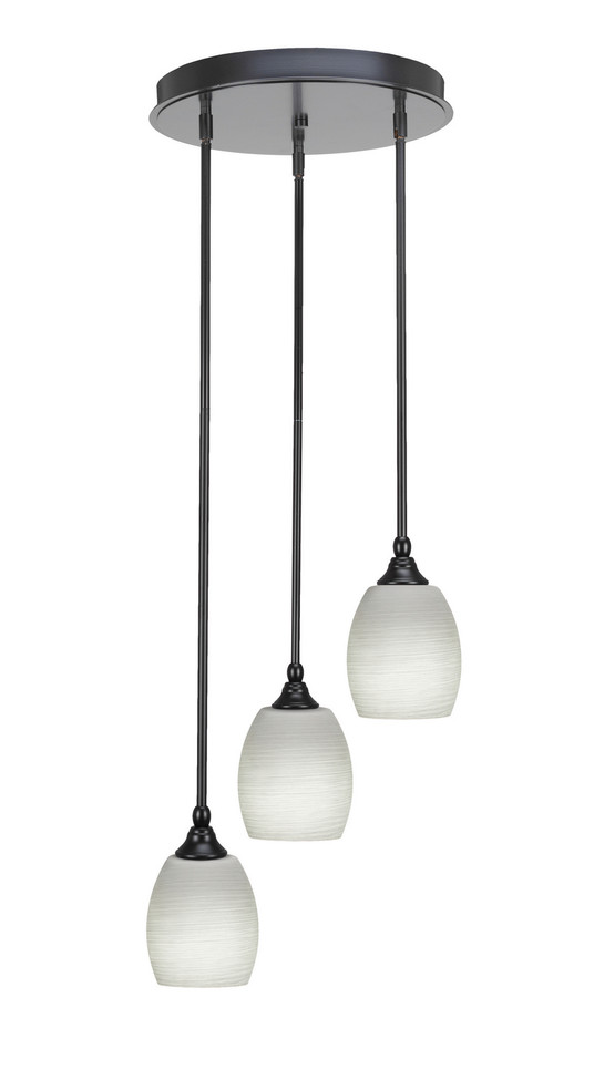 Toltec Lighting - 2143-MB-615 - Three Light Cluster Pendalier - Empire - Matte Black