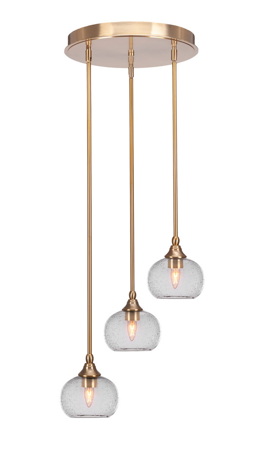 Toltec Lighting - 2143-NAB-202 - Three Light Cluster Pendalier - Empire - New Age Brass