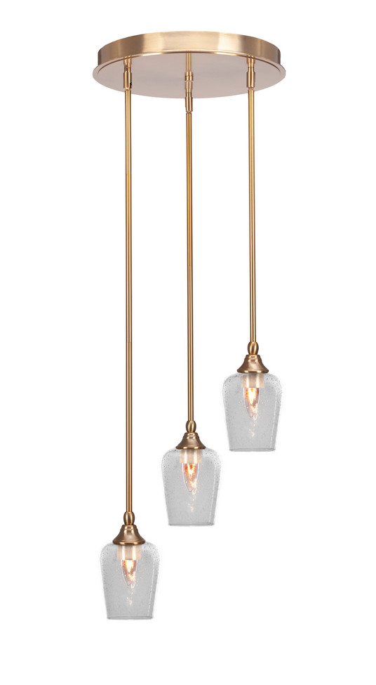 Toltec Lighting - 2143-NAB-210 - Three Light Cluster Pendalier - Empire - New Age Brass