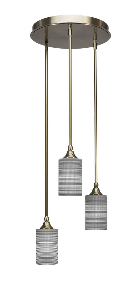 Toltec Lighting - 2143-NAB-4062 - Three Light Cluster Pendalier - Empire - New Age Brass