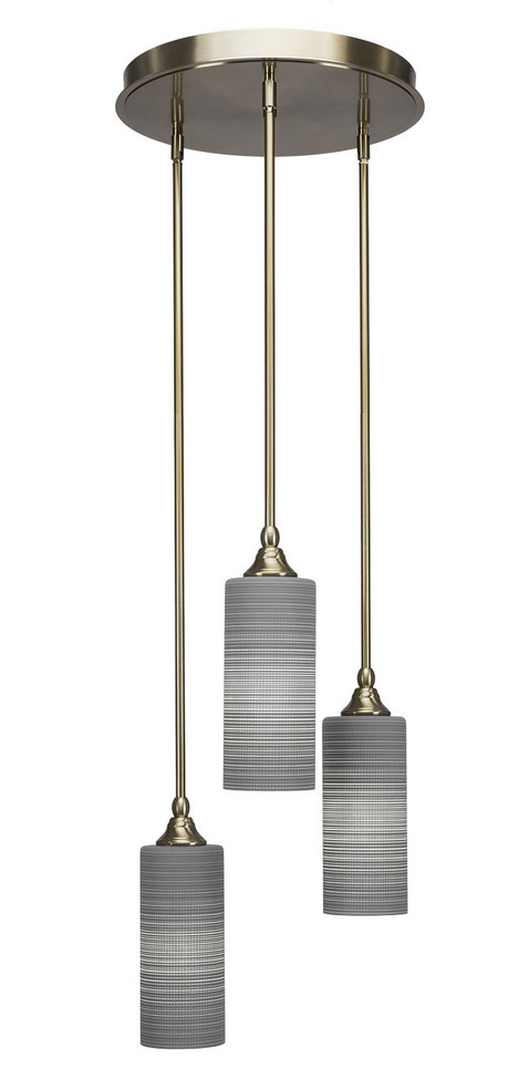 Toltec Lighting - 2143-NAB-4092 - Three Light Cluster Pendalier - Empire - New Age Brass