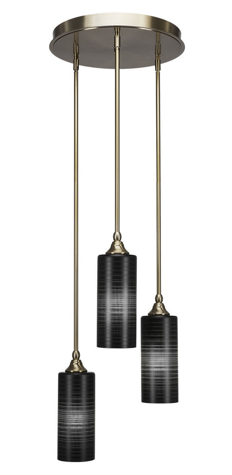 Toltec Lighting - 2143-NAB-4099 - Three Light Cluster Pendalier - Empire - New Age Brass