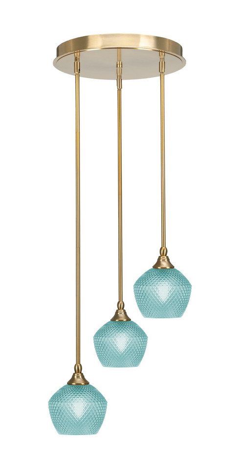 Toltec Lighting - 2143-NAB-4625 - Three Light Pendalier - Empire - New Age Brass