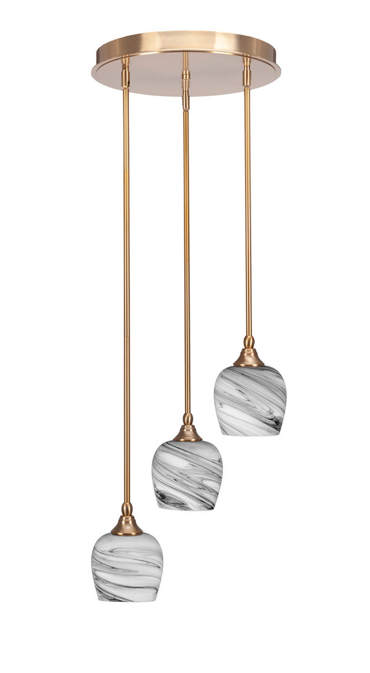 Toltec Lighting - 2143-NAB-4819 - Three Light Cluster Pendalier - Empire - New Age Brass