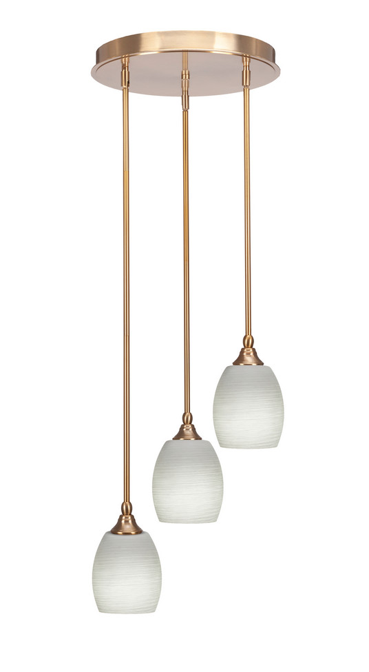 Toltec Lighting - 2143-NAB-615 - Three Light Cluster Pendalier - Empire - New Age Brass