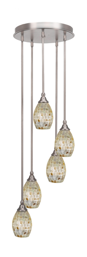 Toltec Lighting - 2145-BN-406 - Five Light Pendalier - Empire - Brushed Nickel
